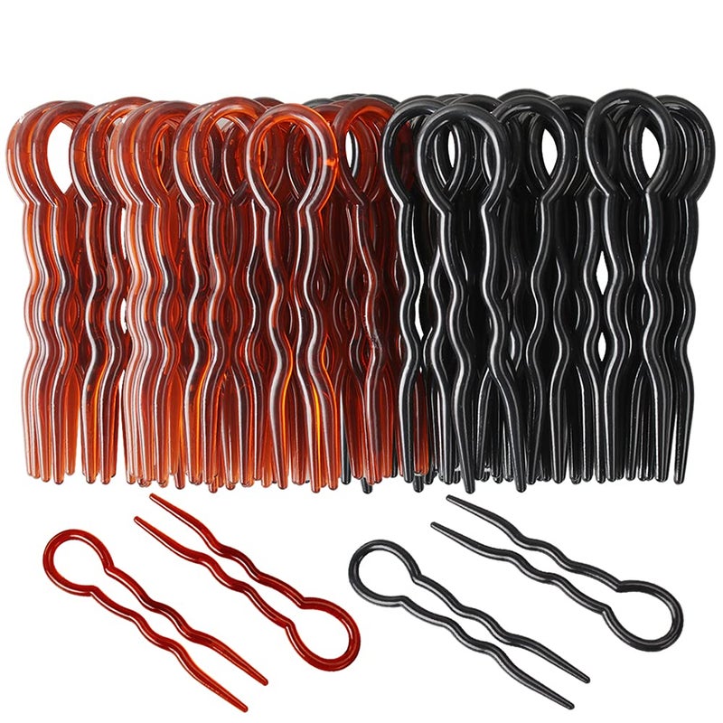 Heqishun 40 Pcs Plastic U Shaped Hair Pins Grip Pins Fast Spiral Hair Braid Twist Styling Clip Pin for Lady, Girl, Women (Black + Brown) - Image 1
